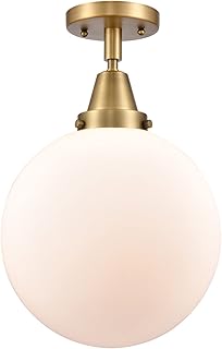 Innovations 447-1C-BB-G201-10 Transitional One Light Flush Mount from Franklin Restoration Collection in Brass Finish,