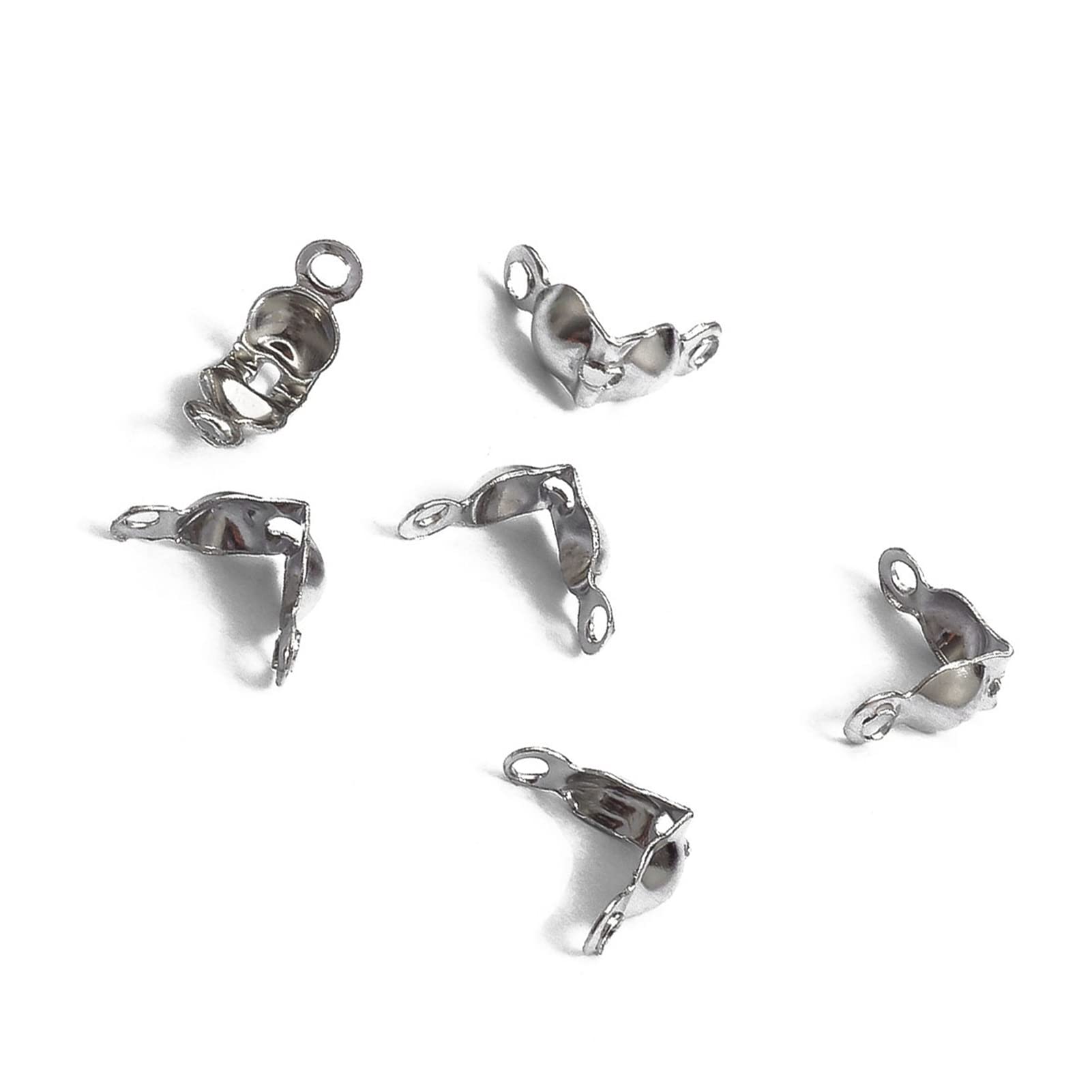 CREATCABIN 1 Doos 300 Stks 18K Vergulde Clamshell Crimp Kralen Tips Eindkappen Knoop Covers Eindcaps Open Metalen Tips voor Sieraden Bevondingen Armband Ketting Maken 4x7mm