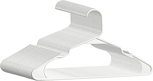 Perchas de plástico para ropa, paquete de 20 perchas duraderas que ahorran espacio para uso diario estándar y artículos esenciales para la