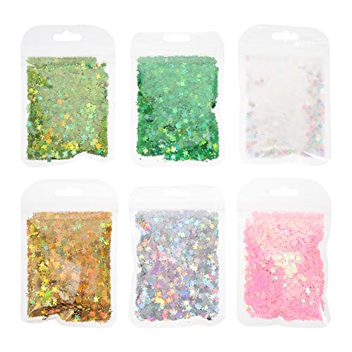 IWOWHERO Four-Leaf Crystal Mud Jewelry for Nail Art 6 Pack Manicure Sequins Pet Material for DIY Nail Artists