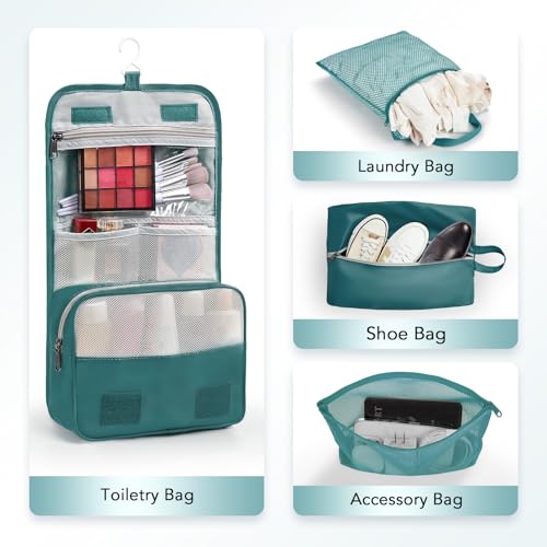 Image of OlarHike 10-Pack Compression Packing Cubes for Travel Essentials,Compressible Expandable Packing Cubes for Suitcase,Luggage Garment Bags for Travel,Handy Helper for Organizing Clothes(Dark Blue Green)