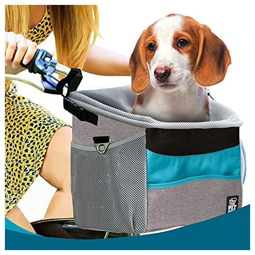 Pet Carrier Bicycle Basket Bag for Dogs & Cats | Adjustable Size,Comfy & Padded Shoulder Strap, Secure Top Drawstring, Removable Inner Pad & Side Pockets | Travel with Your Pet Safely
