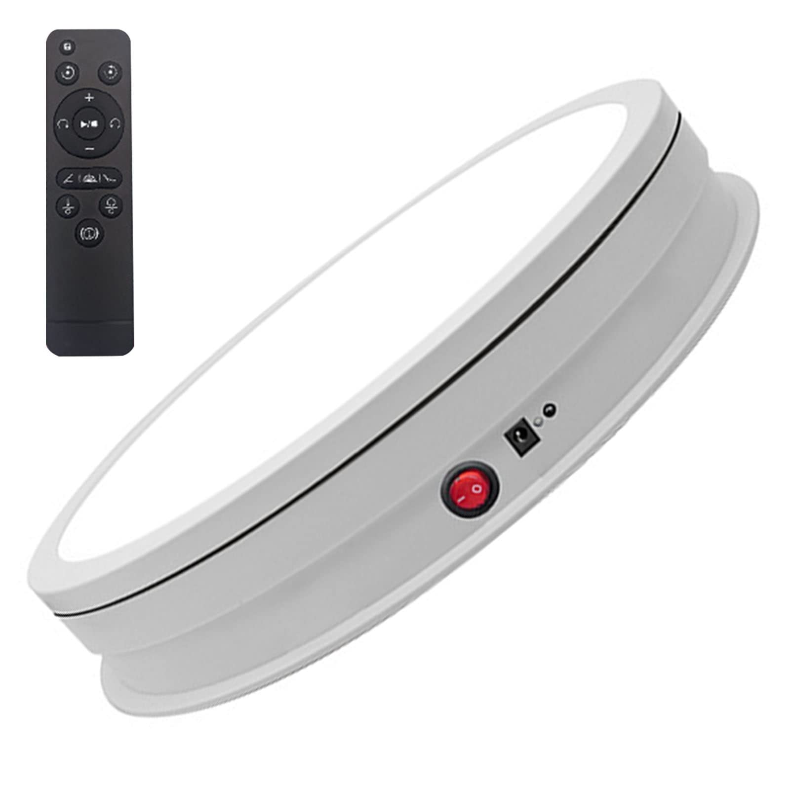 Espositore Girevole motorizzato, espositore Girevole Elettrico a 360 Gradi con luci a LED, Portata 50 kg, espositore Girevole per Gioielli, Telefono, Fotografia, Bianco
