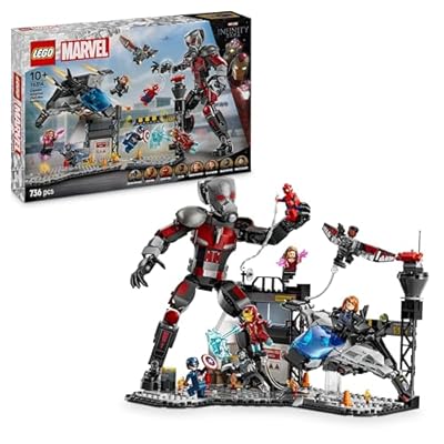 LEGO | Marvel Azione di Battaglia Captain America: Civil War - Set con Supereroi  8 Minifigure Avengers  Aereo Giocattolo Quinjet e Accessori  Giochi per Bambini e Bambine da 10 Anni dal Film 76314