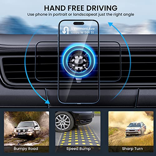 Pgu For Magsafe Car Mount, [Strongest Magnets][Unlimited Angles] Magnetic Phone Holder For Car Vent Cell Phone Holder Car Mount For Iphone 12/13 /14 Pro Max Mini Magsafe Case All Phones thumb #3