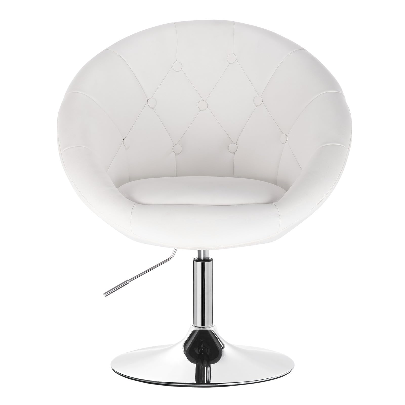 WOLTU Schminktisch Stuhl, Loungesessel 360° drehbar höhenverstellbar mit Armlehne Rückenlehne, Schminkstuhl für Schlafzimmer & Wohnzimmer, Hocker aus Kunstleder, Weiß
