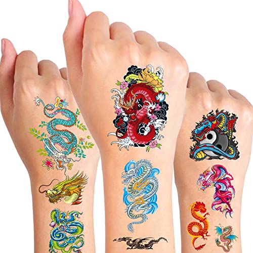 Ancient Dragon Tattoos Party Supplies Decorations Favors Chinese Fairy Dragon Waterproof Temporary Video Cartoon Stickers for Girls Boys Kids Class Activity (405pcs) - image 1