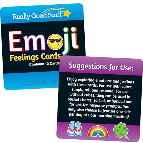 Image of Really Good Stuff Emoji Feelings Cards, 12-Pack, Ages 4+, PreK+