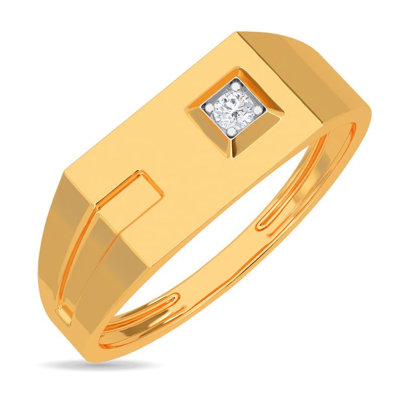 Image of KISNA 14k / 18k Real Gold & Diamond Ring | Diwali, Rakhi Rakshabandhan Gift for Brother, Husband | With Certificate of Authenticity & BIS-Hallmarked Gold Jewellery | The Confident Male Ring