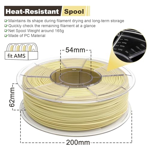 Image of ASA Filament 1.75mm, Sand Yellow 1KG, High-Speed Easy Printing UV-Weather-Heat Resistant 3D Printer Filament, Low Odor, AMS Compatible, Easy to Print with Default ASA Settings