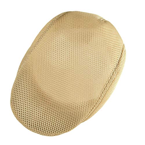 Voboom Men Breathable Mesh Summer Hat Newsboy Beret Ivy Cap Cabbie Flat Cap (Khaki) #TOP5