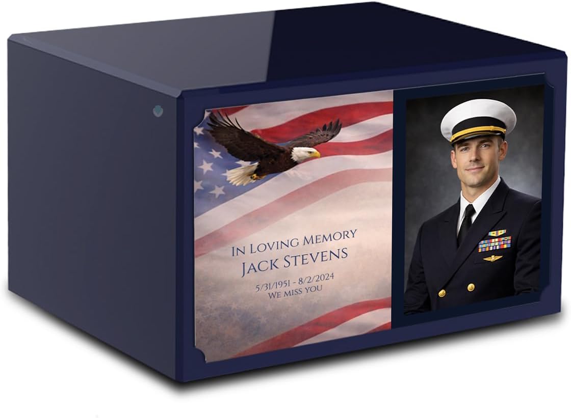 GetUrns Heritage Adult Picture American Eagle Cremation Urn for Human Ashes I Cherry Wood Funeral Urns for Male and Female I 213lbs