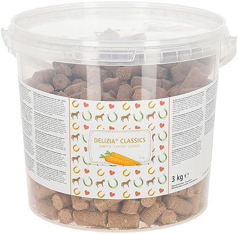 Kerbl Belohnungswürfel Classic für Pferde | 3 kg im Eimer, Geschmack Karotte, Ergänzungsfutter mit Mineralstoffen und Vitaminen