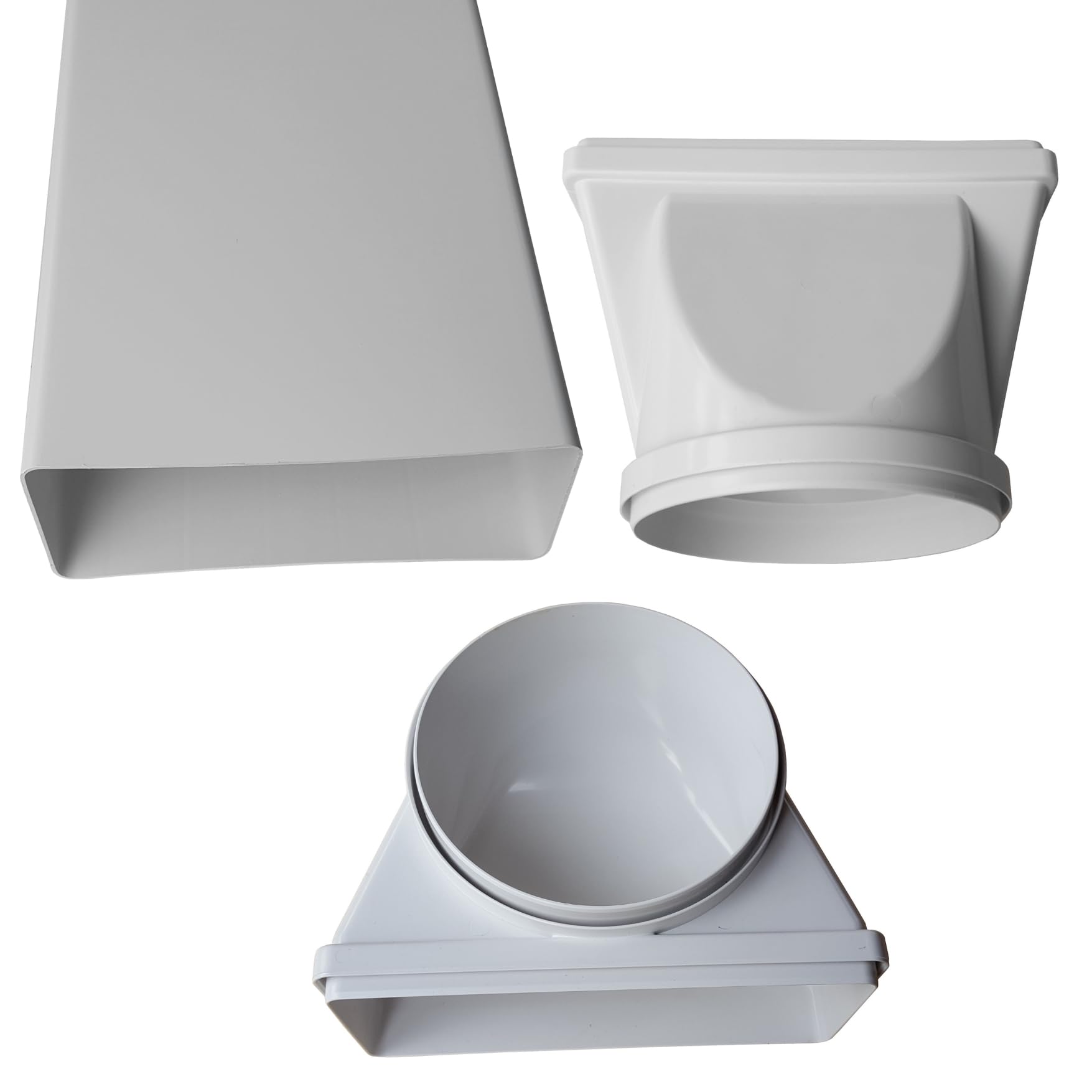 VentilationNord Mauerkasten Set mit Mauerkasten 150, Flachkanal-Set, Wetterschutz-Lüftungsgitter mit feststehenden Lamellen & Teleskoprohr Ø 150 | Mauerdurchführung Set