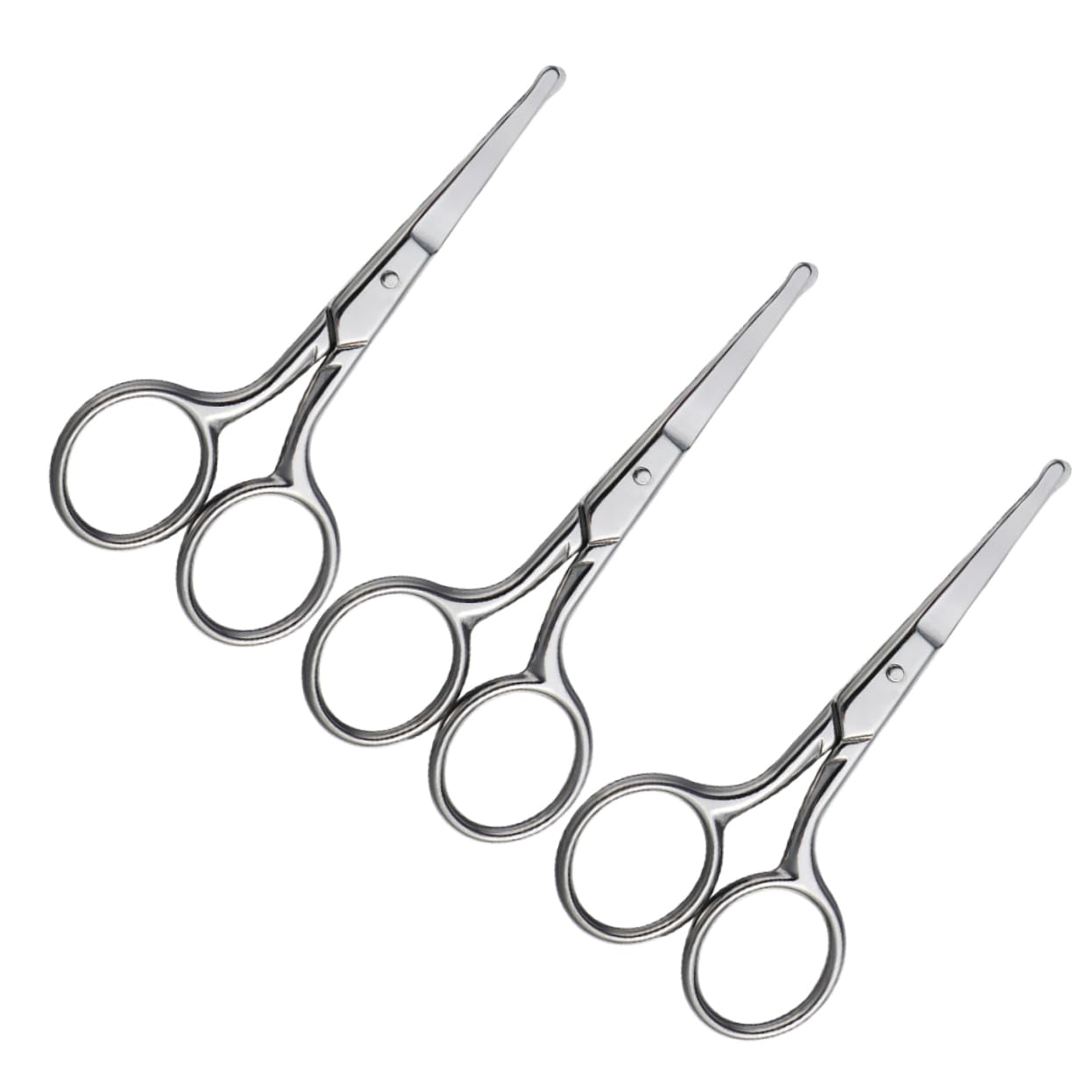 Mikinona 3 Pcs Vibrissa Scissors Safety Hair Scissor Facial Scissors Nose and Ear Scissor Nose Trimming Scissors Nose Hair Scissors Curved Nose Scissor Safety Nose Hair Trimmer Silver