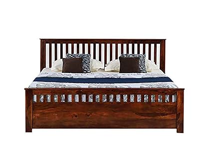 Furinno Sheesham Wood Flint Queen Size Bed for Bedroom Home (Dark Honey Finish, Queen Size), Brown (MD-BEDQ02)