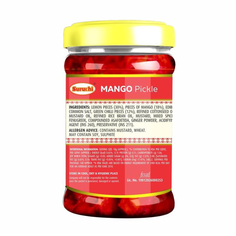 Image of Suruchi Mix Pickle - 500g | Nimbu Mirchi Aam Achar | Ready to Eat Mix Pickle | Authentic Indian Achar | Pure & Natural Ingredients | Hygienically Packed (Pack of 1)