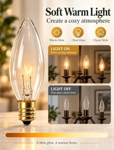 C26 Window Candle Light Bulbs, 7 Watt E12 Clear Replacement Bulbs, 12 Pack — 사진 3