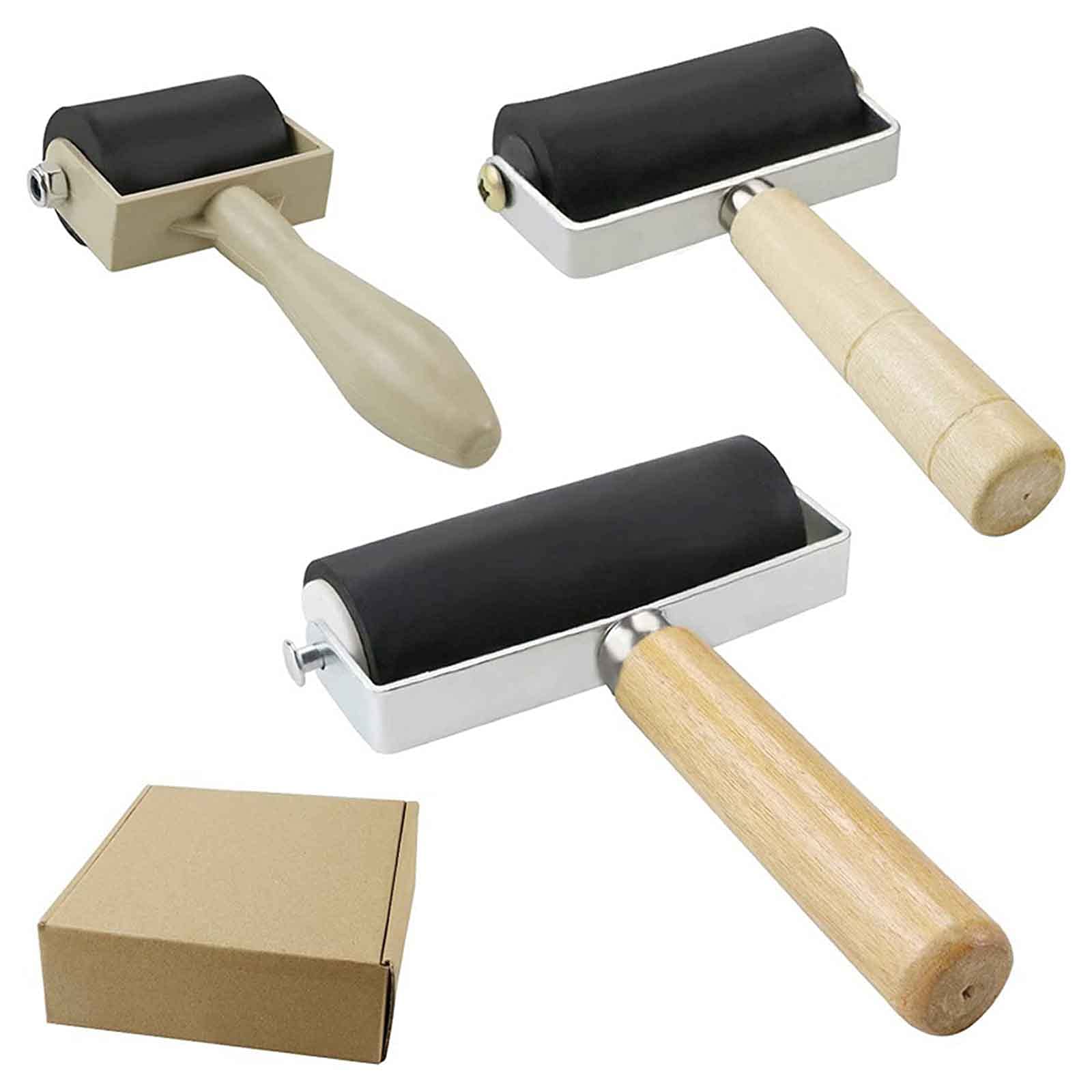 3 Set 3 Stück Druckwalze Druckherstellung Holzgriff für geschnitzte Oberflächen Tapeten