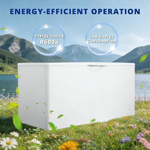 Image of Smad Deep Freezer Chest 14 Cu.Ft, Removable Basket, Adjustable Thermostat, Large Storage, 4 Wheels, Low Noise, 14℉ -11.2℉, Free Standing Freezers for Garage, Outdoor, Home, Office, Dorm, White