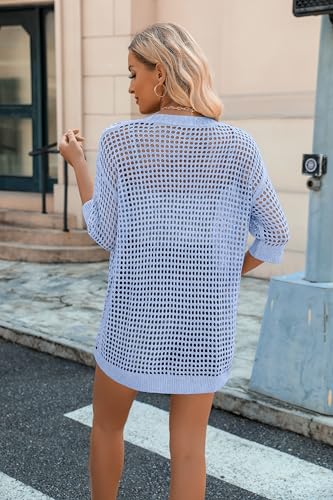 Image of Zeagoo Women's 2026 Summer Crochet Lightweight Cardigan Short Sleeve Boho Kimono Oversized Open Front Sweater Tops