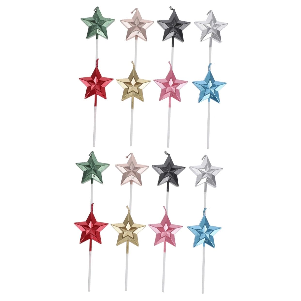 Ciieeo 16piezas Velas Decorativas De Cumpleaños Forma De Estrella Para Fiestas Accesorios Coloridos y Elegantes Para Tartas