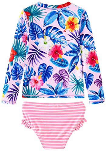 Image of UMELOK Toddler and Little Girls Rash Guard Sets with Bikini Bottoms Swimwear