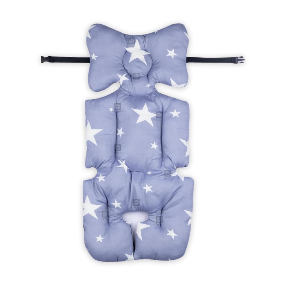 PRISO PRISO Baby Pushchair Mesh Pram Stroller Back Support Universal Seat Liner, Child Breathable Cushion Non-Slip Seat Pad Pillow Accessories Star Print Design. [Gray Color]