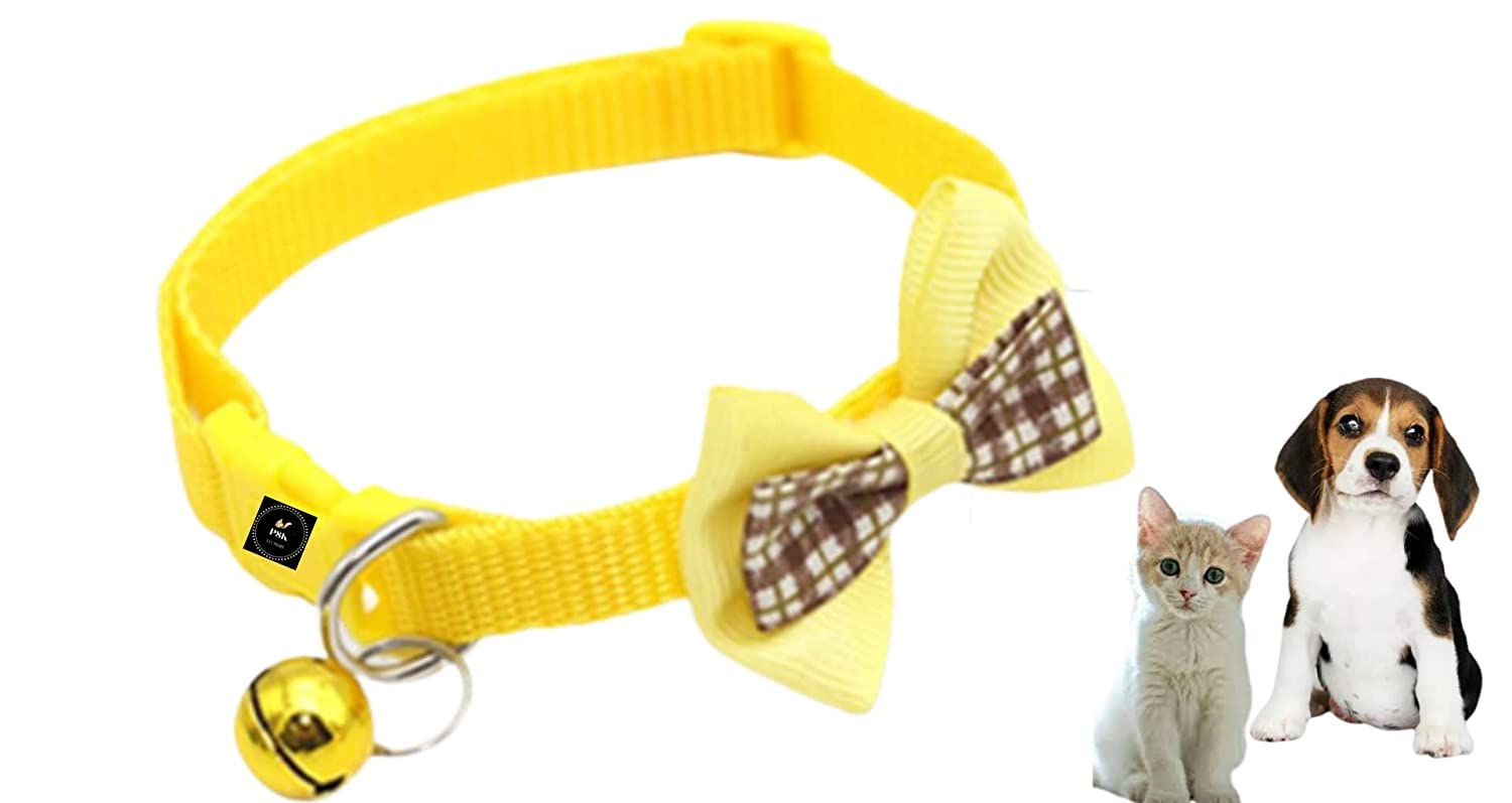 PSK PET MART Cat & Dog Collar Adjustable Safety Buckle Dog Cat Accessories Fashion Soft Collar (Yellow, Checkered) (B0C6F4LZXM) Amazon Price History, Amazon Price Tracker