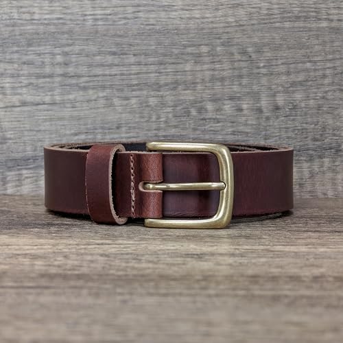 Ashford Ridge Made in England 34mm Full Hide Leather Belt with Brass Colour Buckle4