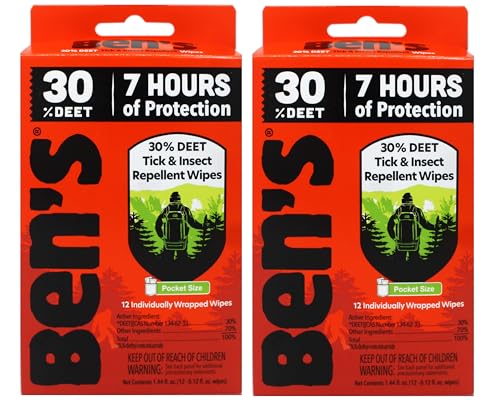 Bens 30 Deet Mosquito Tick Insect & Bug Repellent Field Wipes - 24 Pack