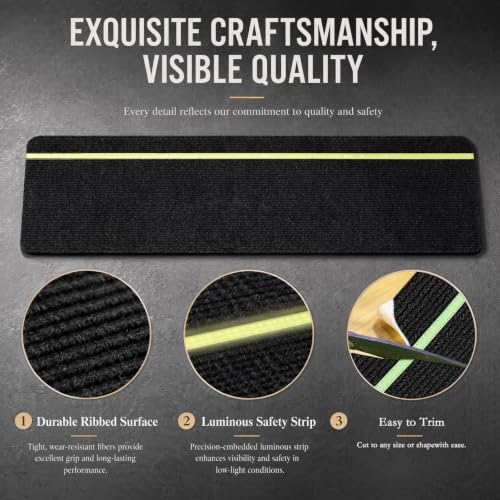 Alfombrillas de escalera grises de 76x20 cm, pack de 15 piezas autoadhesivas 5