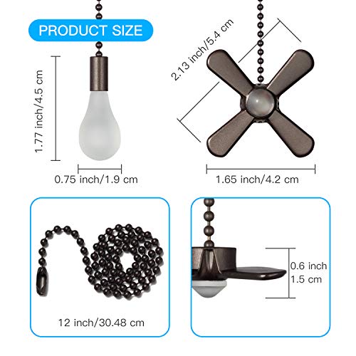 Ceiling Fan Pull Chain , Including 4Pcs Beaded Ball Fan Pull Chain Pendant, Extra 8Pcs Pull Loop Connectors, 2Pcs 36 Inches Fan Pull Chain Extension. (Oil Rubbed Bronze) #TOP7