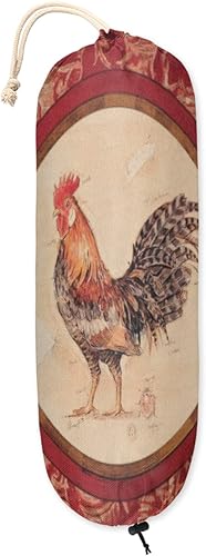 Rooster - Soporte circular para bolsas de plástico, lindo organizador de bolsas de plástico para montaje en pared, reutilizable, grande, dispensador