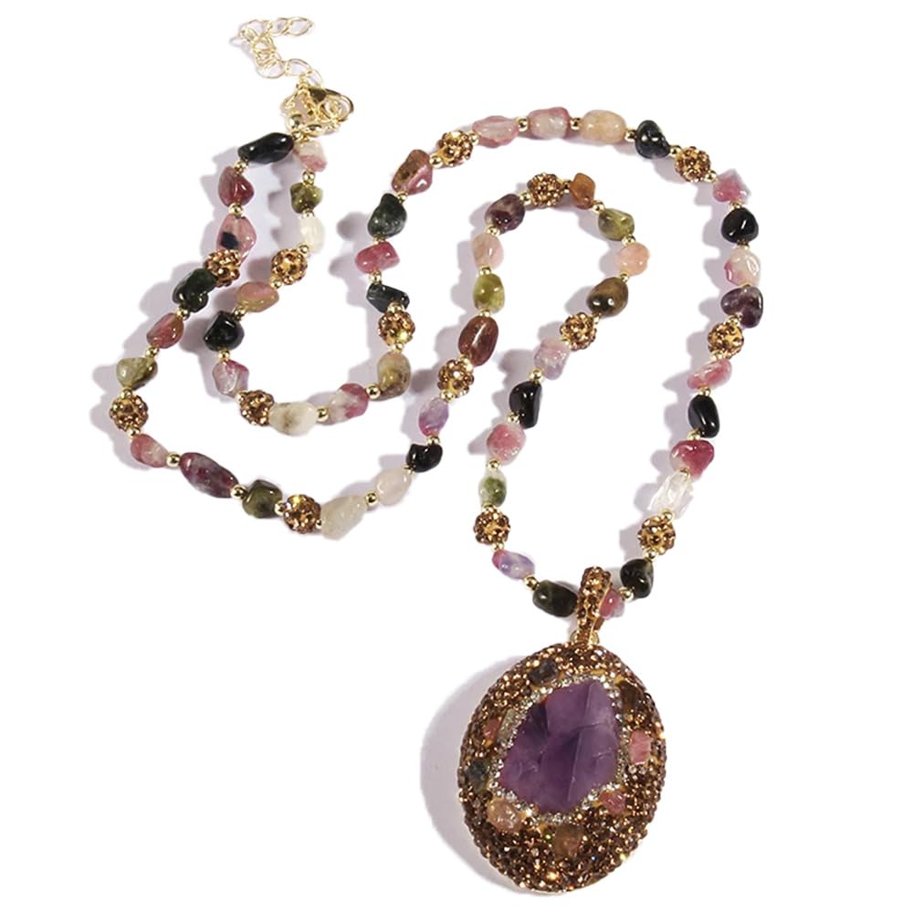Yomisa Boho Necklaces for Women/Men Trendy,32/35/36 Inch Natural Stone Beaded Long Pendant Necklaces for Womens,Handmade Bohemian Fashion Chakra