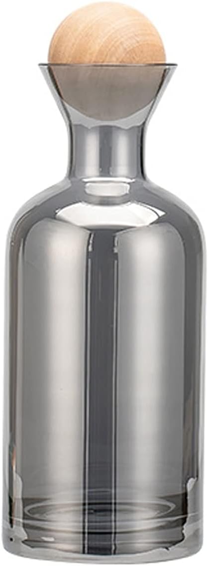 Kettles Household Glass Carafe with Wooden Ball Dustproof and Elegant Glass Pitcher for Milk,Juice, Cold and Hot Beverages 1200ml Canteen(B)