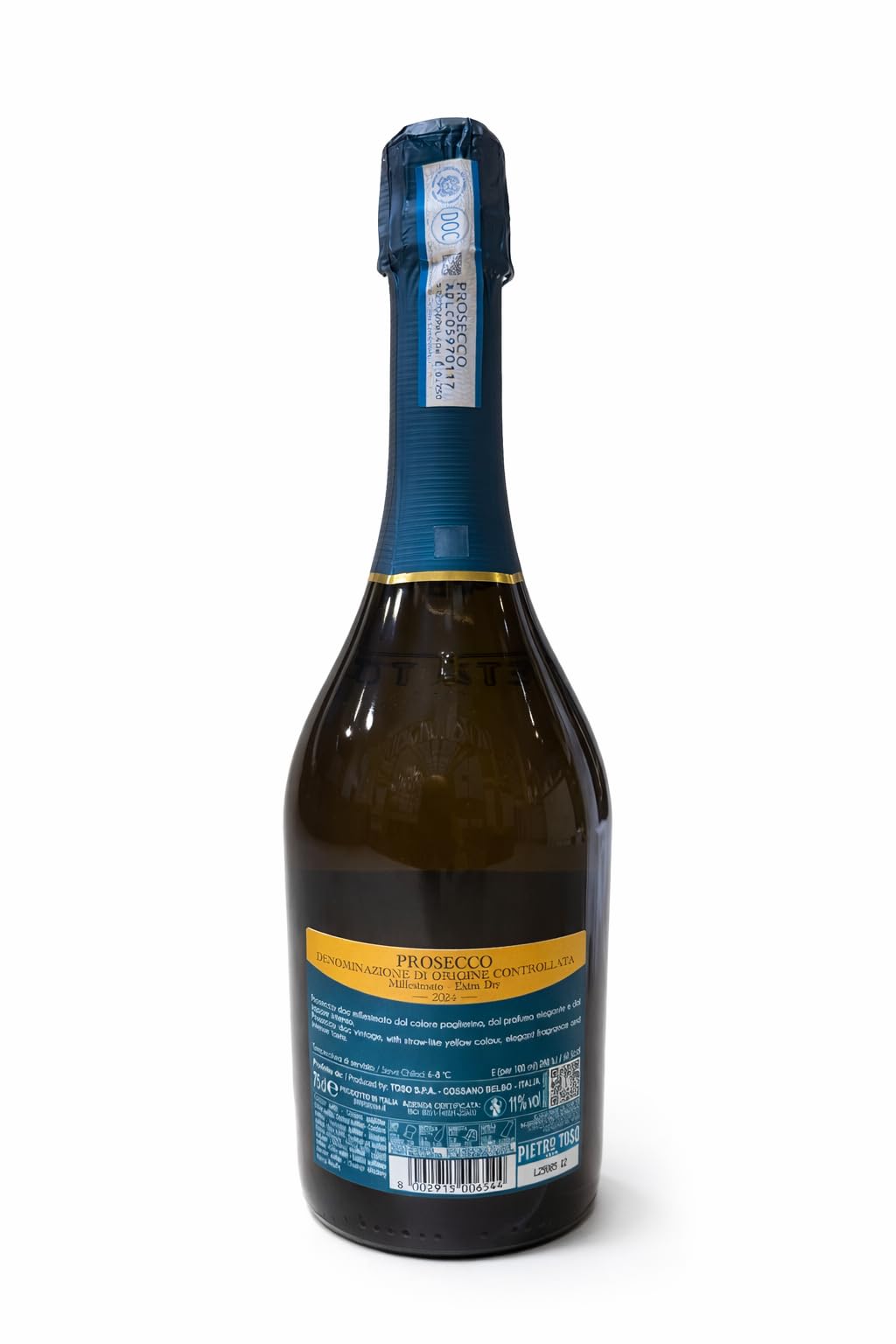 Pack 6 Botellas Prosecco DOC Millesimato Pietro Toso – Espumoso Italiano Extra Seco – 75 cl x 6 – Ideal para Celebraciones y Regalo -MYSECRETWINE-