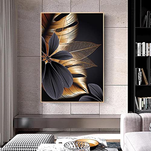 Peinture sur toile plante feuille fleurs abstraites triptyque - 5