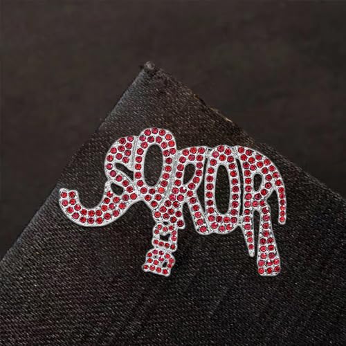 Image of Elegant Soror Womenhood Gifts Red Soror 1913 Elephant Pin Fortitude Delta Sorority Broach Greek Letter Jewelry