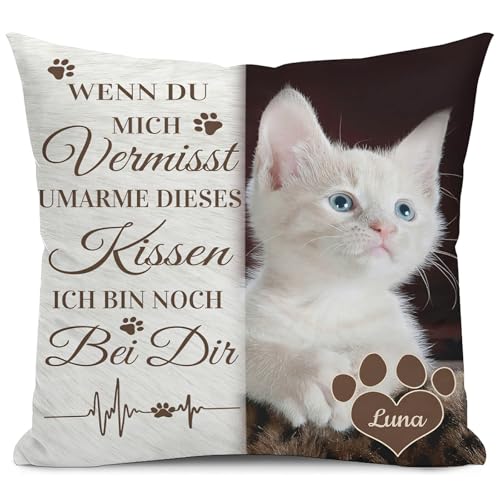 Alienc Personalisierbares Gedenkkissen für Hund oder Katze – Erinnerungs-Geschenk bei Verlust eines Haustiers – Optional mit Füllung – Personalisiertes Trauerkissen