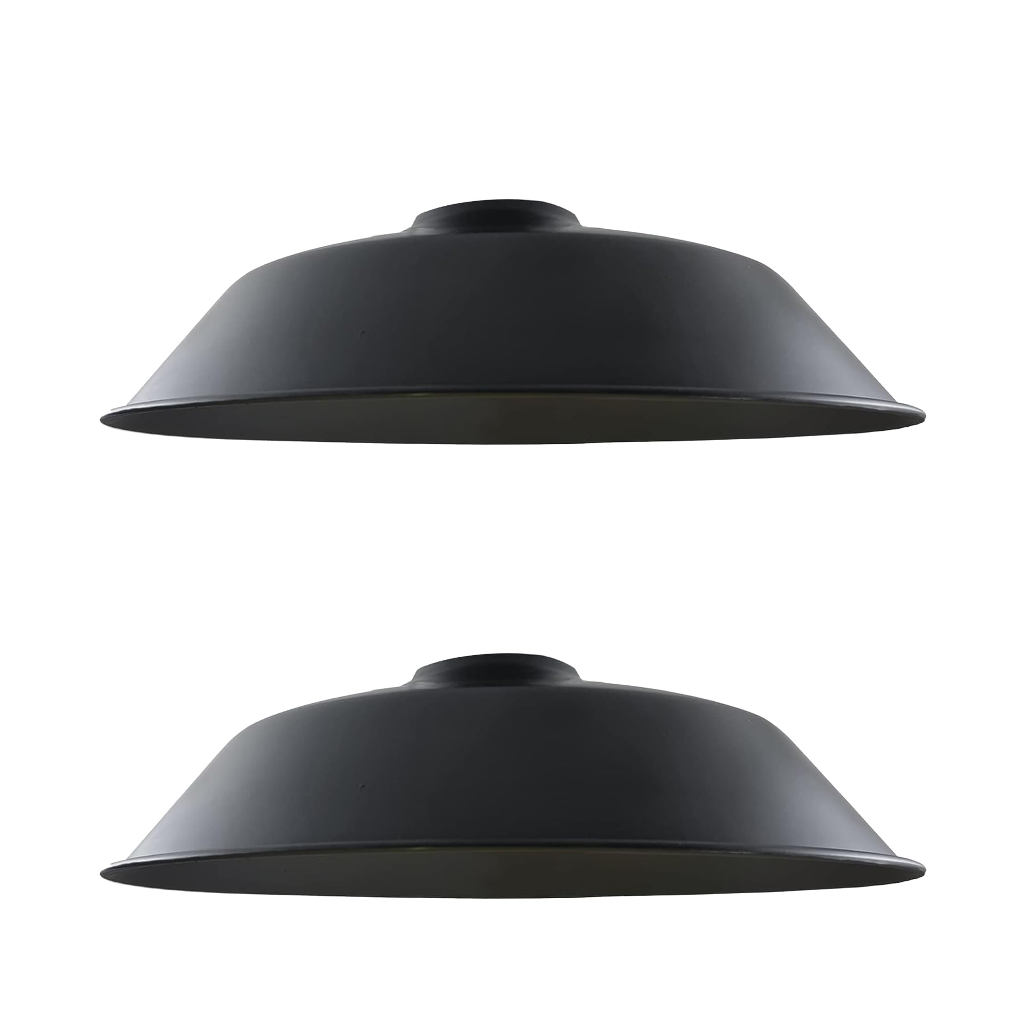 2 Pack 26cm Matt Black Metal Ceiling Light Shade Easy Fit Pendant