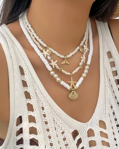 Sea Shell Necklace for Women White Puka Shell Necklaces Summer Shell Starfish Sea Turtle Pendant Neck-laces Summer Surfer Beach Choker Jewelry Accessories3