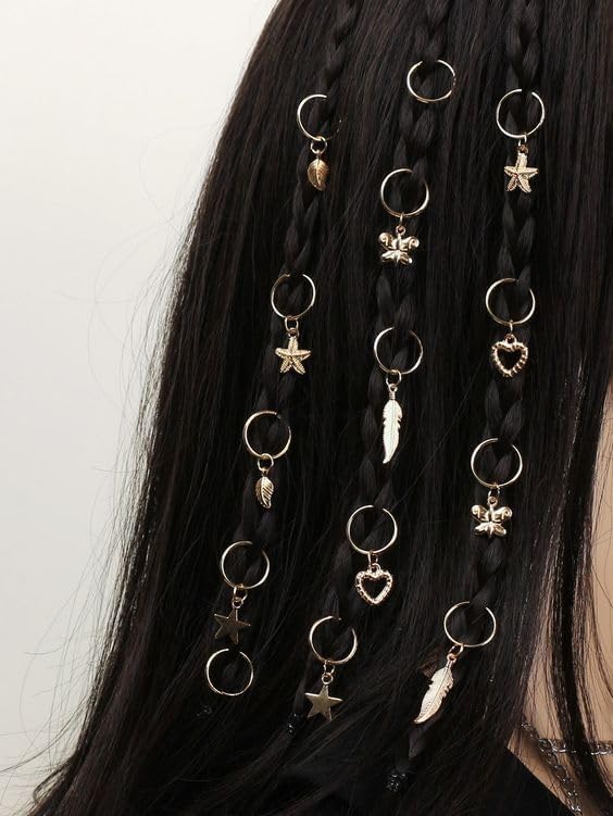 Butterfly Charms Hair Rings Butterfly Pendant Charms for Dreadlocks Girls Hair Accessories Butterfly Ring Charms Pearl Rings Charms for Braids Pendant Charms Hair Styling Accessories - 30 pc, Silver.