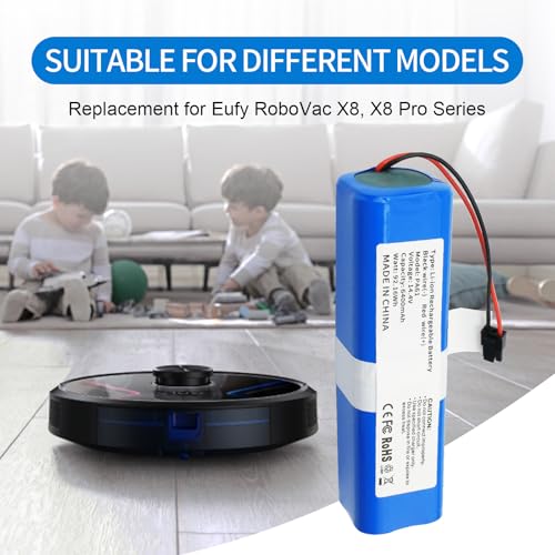 Image of Upgraded PA61 Battery Replacement for Eufy RoboVac X8, X8 Pro Series Robot | RoboVac X8-T226X, RoboVac-X8Hybrid White, RoboVac-X8-Pro SES Self-Empty Station Vacuum Cleaner Battery 14.4V 6400mAh 92.16Wh