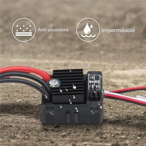 Pissente ESC Brossé Étanche 1060 60A avec Module de Condensateur Intégré pour Voiture RC Touring Buggy et Truggy