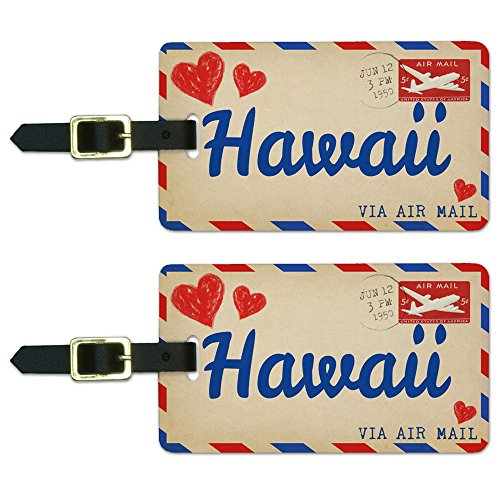 Graphics & More Air Mail Postcard Love for Hawaii Luggage Suitcase Carry-on Id Tags, White