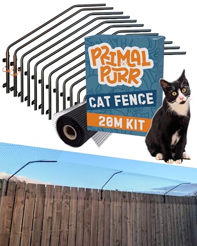 Cat Fence Outdoor Barrier - Top of Fence Height Extender Solution for Pets - Wall Topper Invisible Solution for Small Dogs - Cat proofing Fence Extension - Catio (20m / 66ft)