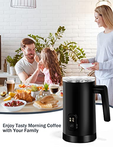 VIYSPNV Espumador de Leche Electrico 600W 350ml Espumador 4 en 1 Batidor de Leche Espuma Caliente Espesa/Fina/Fría/Calienta Leche para Café Latte Capuchino Nespresso Chocolate Apagamiento Automático