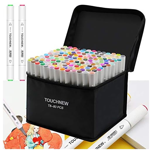 TOUCHNEW Juego de 80 Rotuladores de Colores, Rotuladores para Grafitis, llamativos colores grasos y permanentes, juego de rotuladores Twin Tip para estudiantes