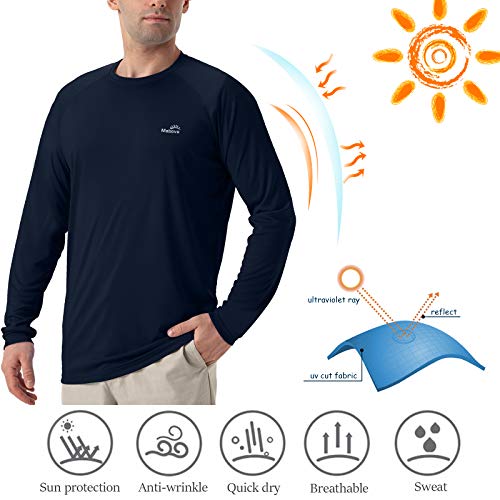 Image of Men's 2 Pack Shirts UPF 50+ Sun UV Protection Long Sleeve Shirts for Fishing Running Hiking Outdoor (BlueBlack,L)